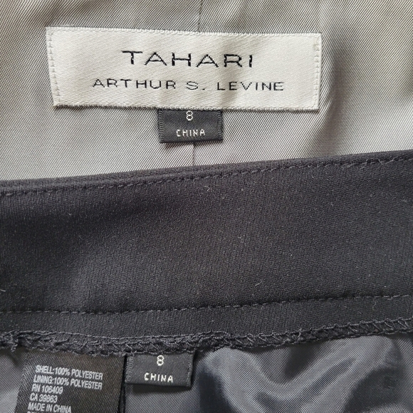 Tahari ASL Midi Skirt Suit Size 8 Black Snap Closure Slip Pockets Side Slit - Picture 11 of 13